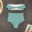 Conjunto de Bikini de Cintura Alta a Rayas Blancas y Azules Retro