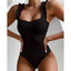 Elegant Black One-Piece Swimsuit with Ruffles