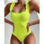 Elegant Black One-Piece Swimsuit with Ruffles
