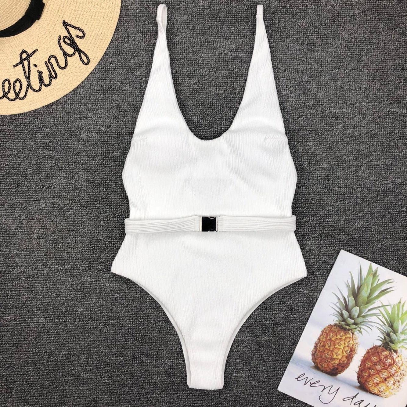 Elegant Black One-Piece Swimsuit with Ruffles