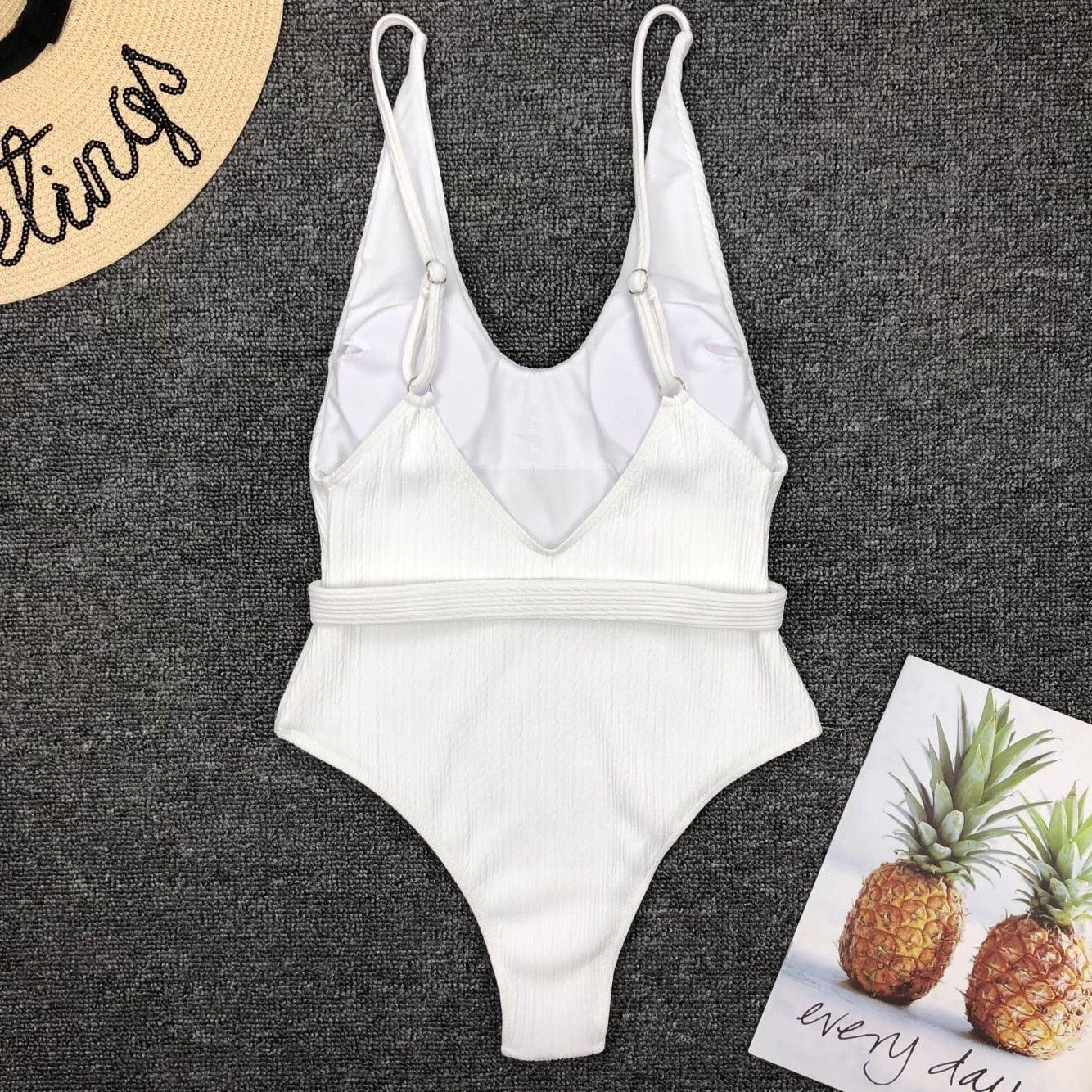 Elegant Black One-Piece Swimsuit with Ruffles