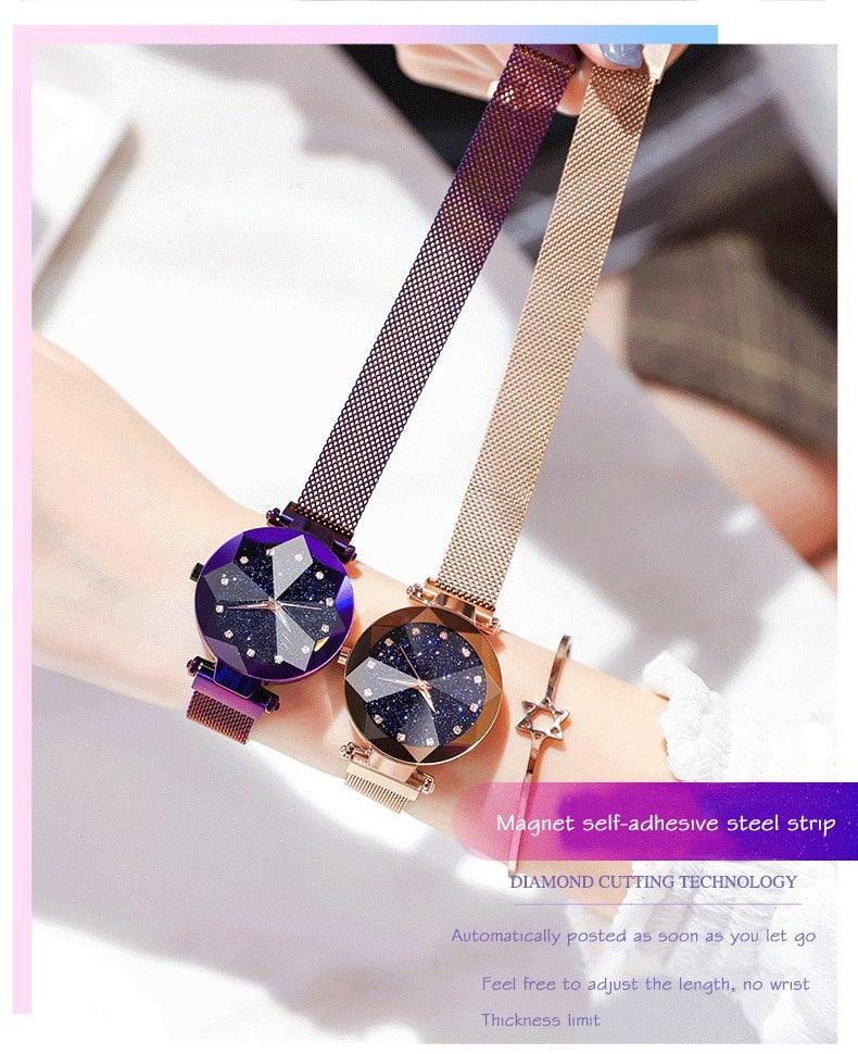 Montre Femme Luxe Ciel Étoilé avec Accents en Diamant