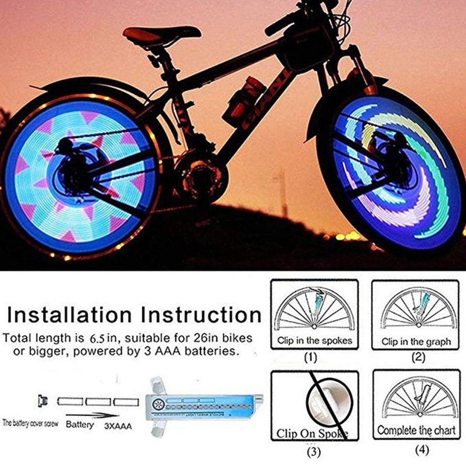 Lumière de rayon de vélo LED avec 32 motifs pour une visibilité accrue