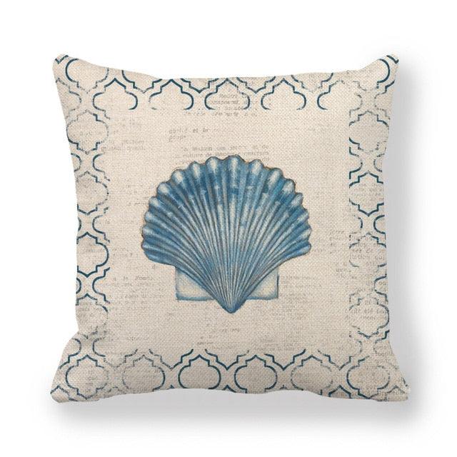 Funda de Cojín de Vida Marina Premium - Decoración de Lino Suave