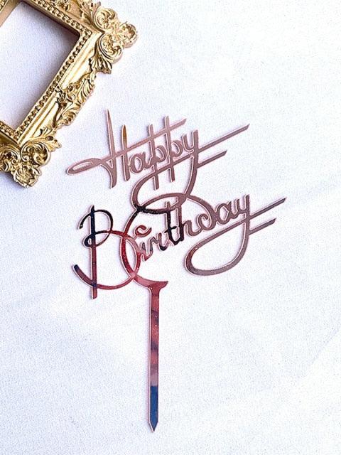 Elegante Topper de Pastel de Acrílico Doble Cara para Celebraciones