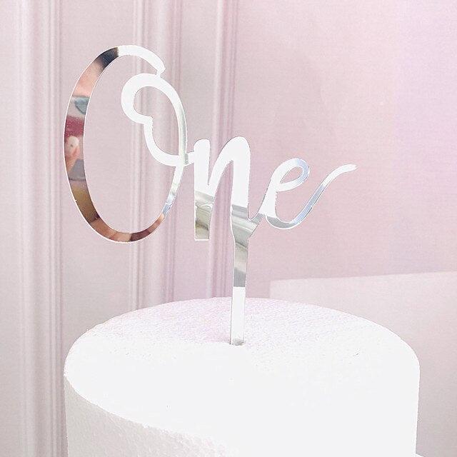 Elegante Topper de Pastel de Acrílico Doble Cara para Celebraciones