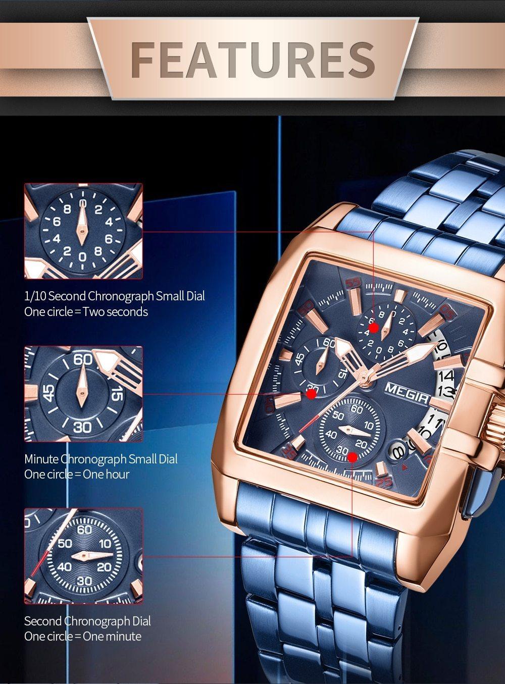 Montre analogique à quartz pour homme élégante avec fonctionnalités lumineuses