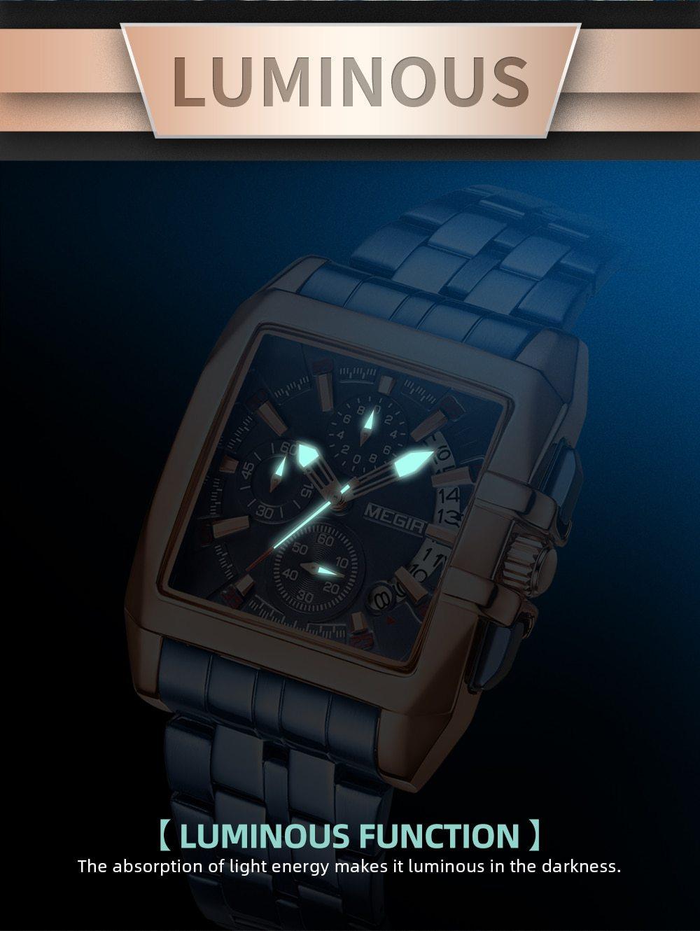 Montre analogique à quartz pour homme élégante avec fonctionnalités lumineuses