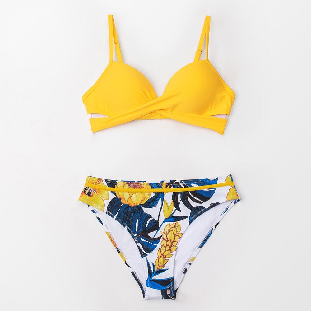 Floral Push-Up Bikini Set for Women - Stylish Two-Piece Swimwear - Korvel