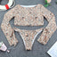 Conjunto de Bikini de Manga Larga con Estampado de Tigre para Mujeres