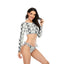 Conjunto de Bikini de Manga Larga con Estampado de Tigre para Mujeres