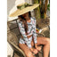 Conjunto de Bikini de Manga Larga con Estampado de Tigre para Mujeres