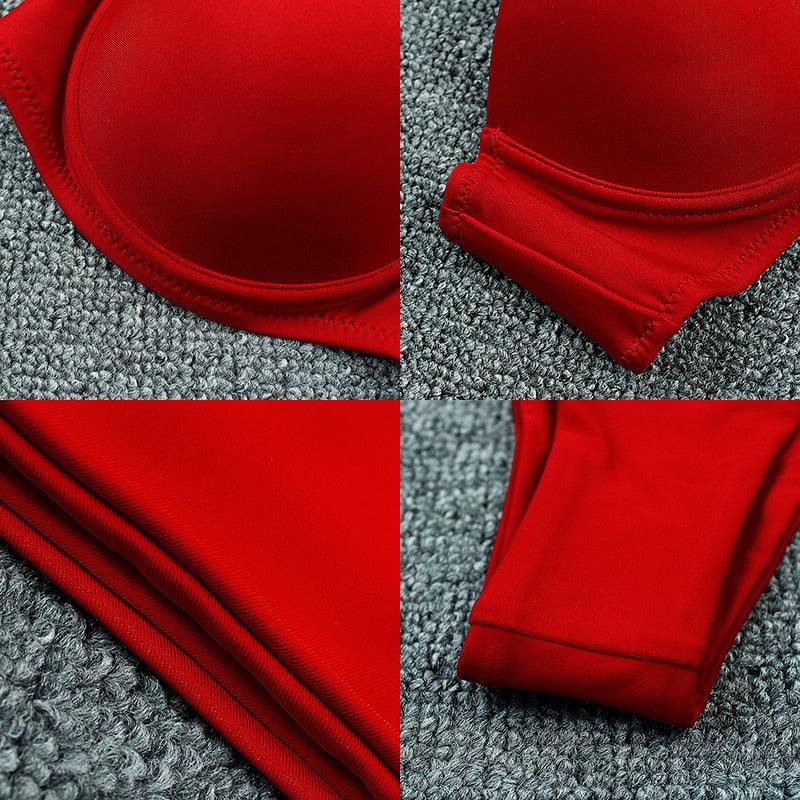 Ensemble de Bikini Push-Up Premium pour Femmes - Maillot de Bain Taille Haute