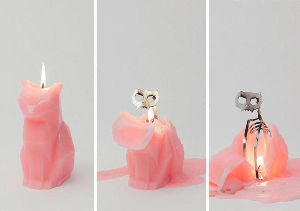 Black Cat Skeleton Candle - Unique Gift for Cat Lovers