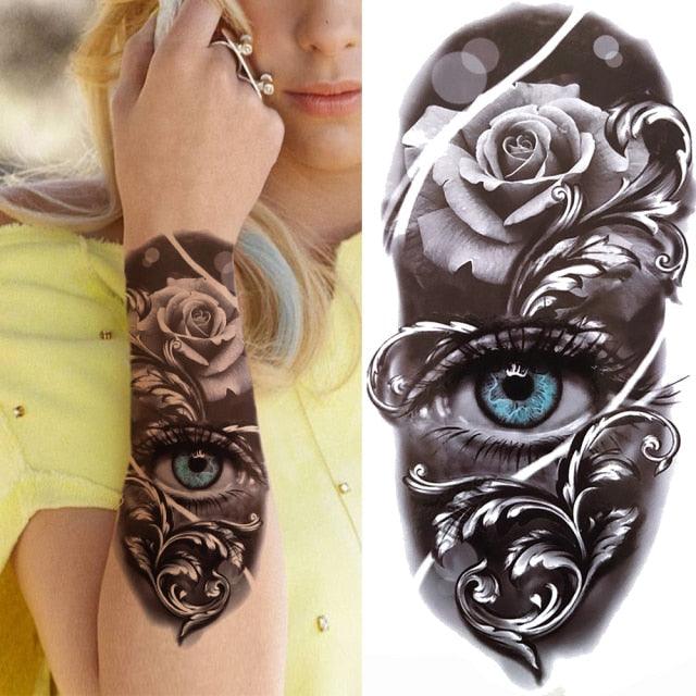 Luxury Black Forest Tiger Wolf Temporary Tattoo Sticker
