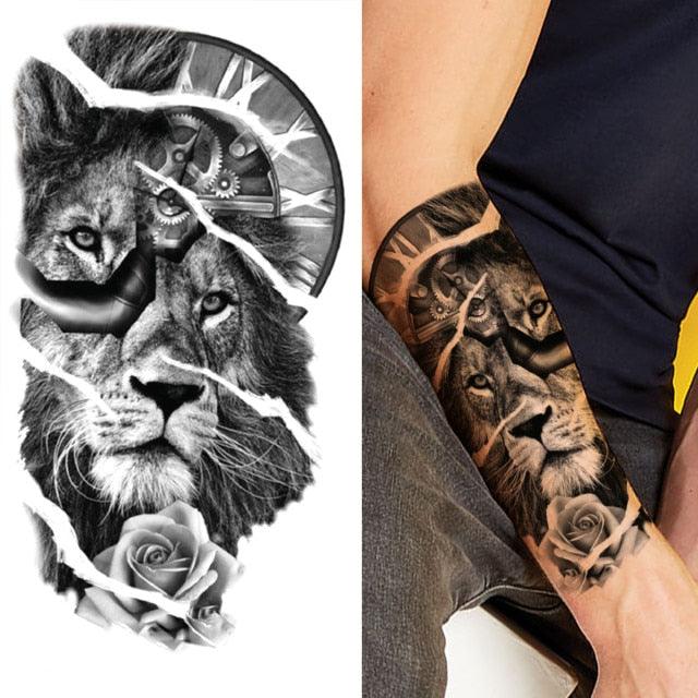 Luxury Black Forest Tiger Wolf Temporary Tattoo Sticker