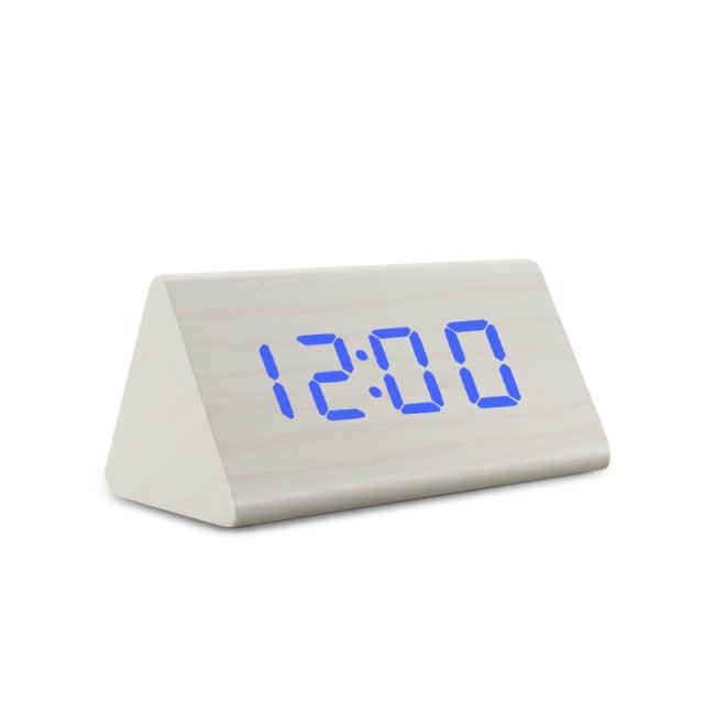 Elegant LED Wooden Alarm Clock with Temperature & Humidity Display - Korvel