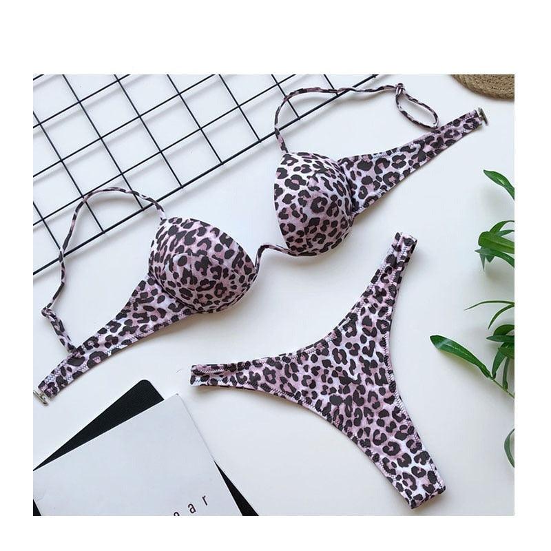 High Waist Leopard Print Bikini Set for Women