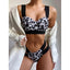 Ensemble de bikini noir taille haute de luxe pour femmes