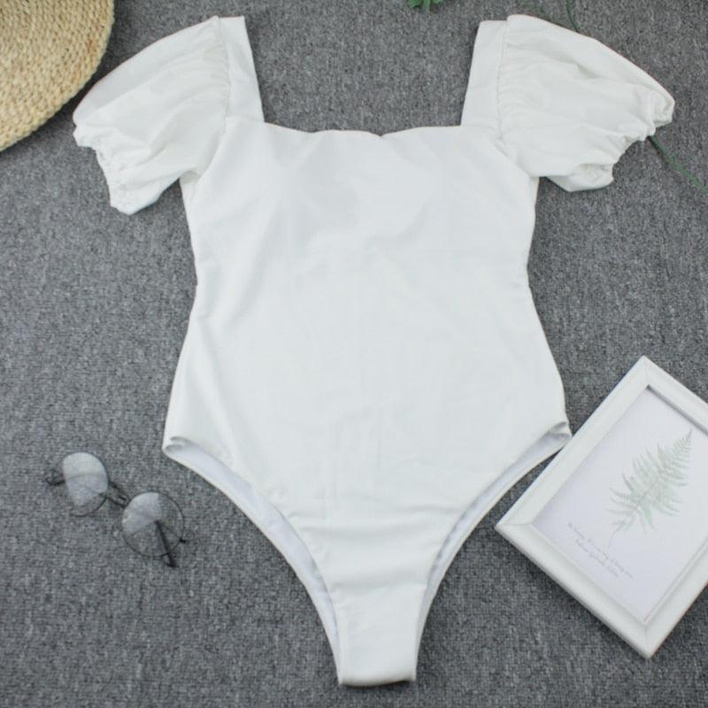Chic High-Waisted Puff Sleeve Bikini Set for Women - Stylish Summer Swimwear - Korvel