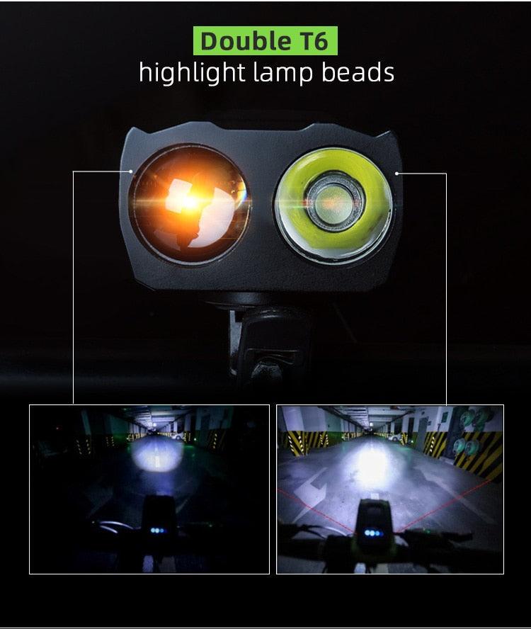 Ultra-Bright 800 Lumen Bicycle Light Set with Rechargeable Battery and Horn - Korvel