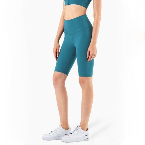 Shorts de cyclisme taille haute au toucher seconde peau pour femmes