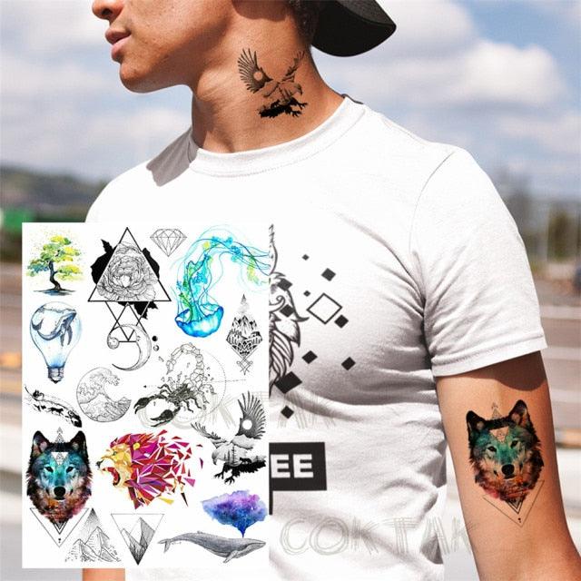 Realistic Temporary Tattoos - Space & Animal Designs