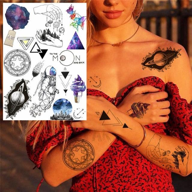 Realistic Temporary Tattoos - Space & Animal Designs