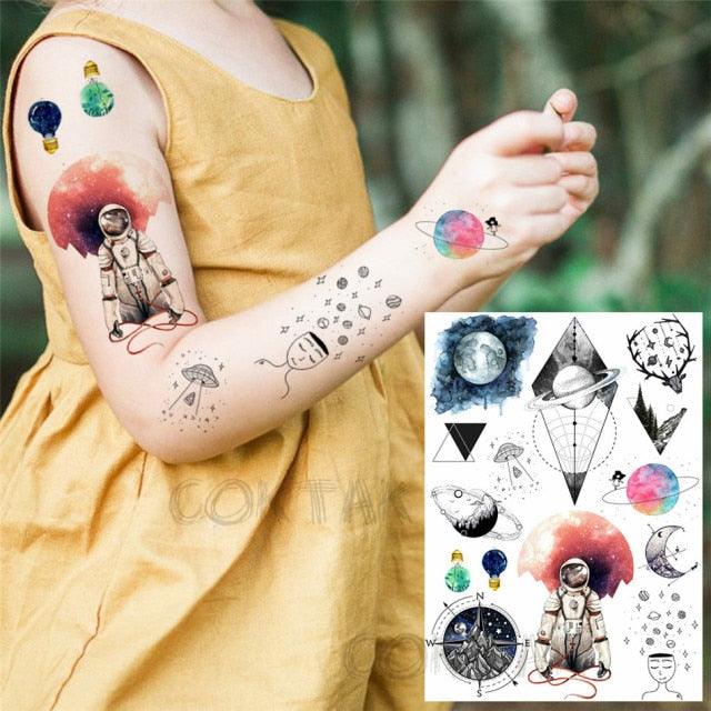 Realistic Temporary Tattoos - Space & Animal Designs
