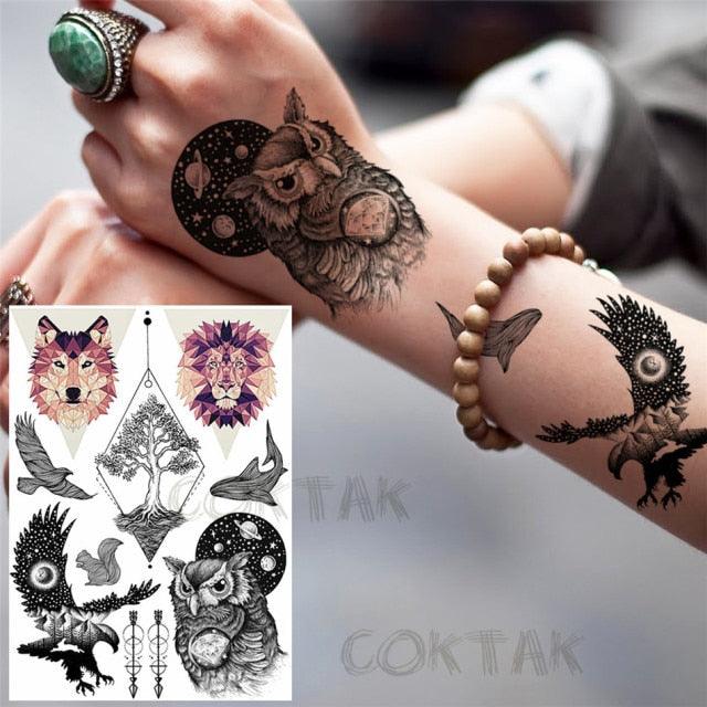 Realistic Temporary Tattoos - Space & Animal Designs
