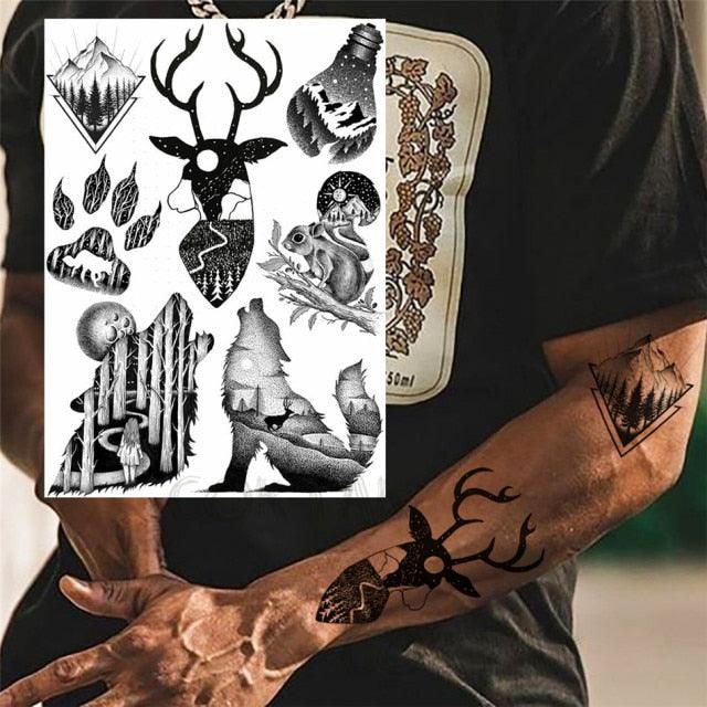 Realistic Temporary Tattoos - Space & Animal Designs