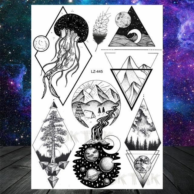Realistic Temporary Tattoos - Space & Animal Designs