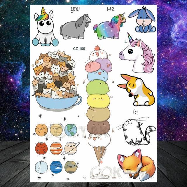 Realistic Temporary Tattoos - Space & Animal Designs