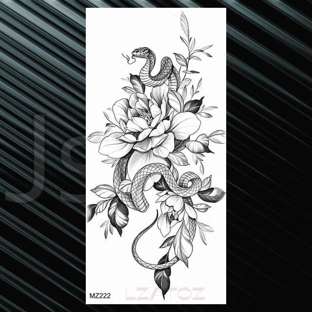 Women's Flower Temporary Tattoos - Elegant Waterproof Designs