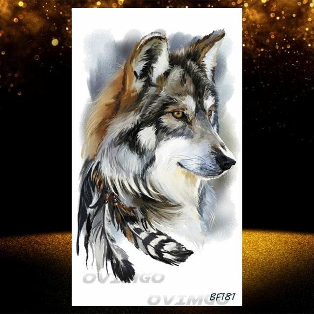 Tatouages Temporaires Forêt de Loup Noir - Design de Luxe pour Hommes