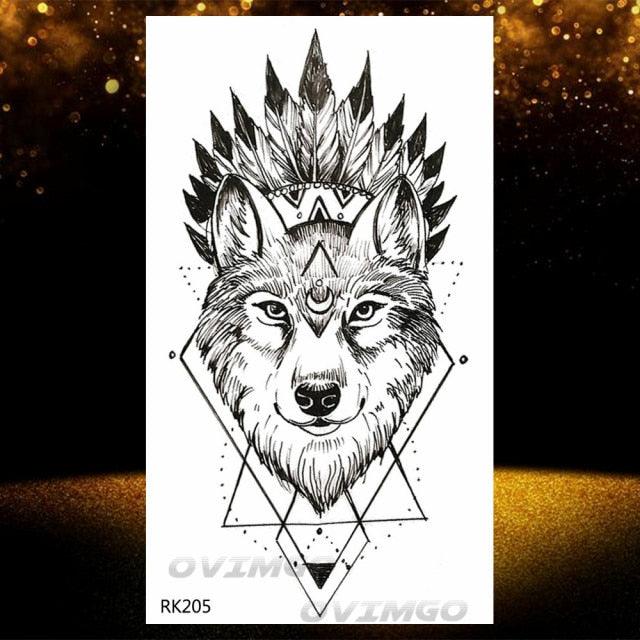 Tatouages Temporaires Forêt de Loup Noir - Design de Luxe pour Hommes