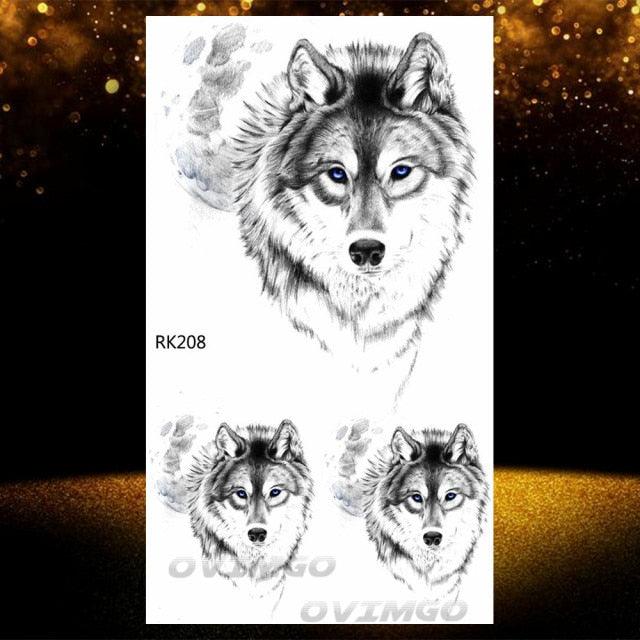 Tatouages Temporaires Forêt de Loup Noir - Design de Luxe pour Hommes