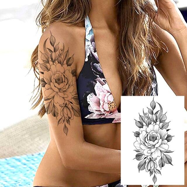 Tatouages Temporaires de Fleurs Réalistes pour Femmes - Art Corporel Imperméable
