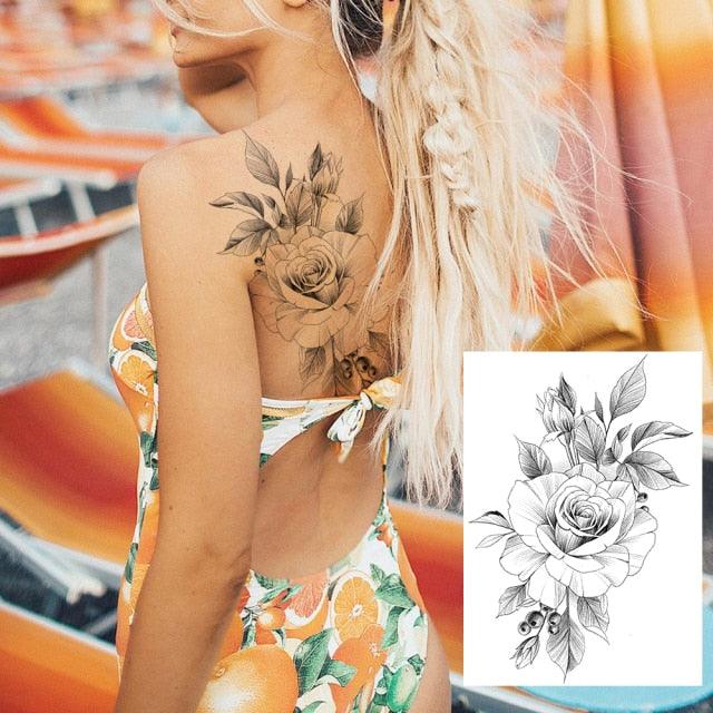Tatouages Temporaires de Fleurs Réalistes pour Femmes - Art Corporel Imperméable