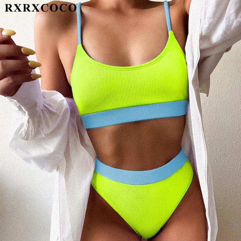 Ribbed High Waist Bikini Set for Women