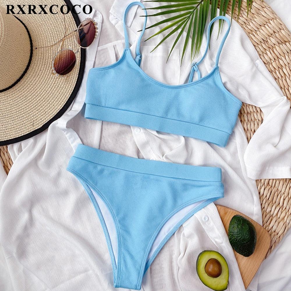 Ribbed High Waist Bikini Set for Women