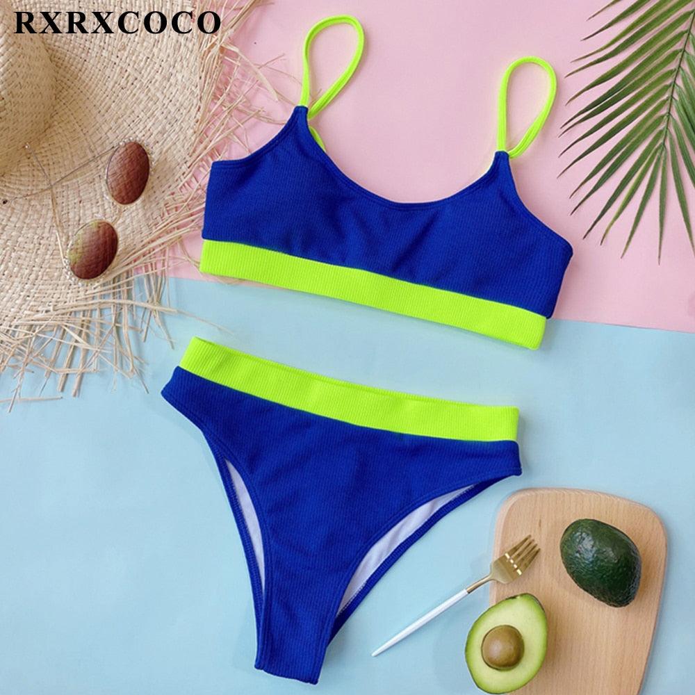 Ribbed High Waist Bikini Set for Women