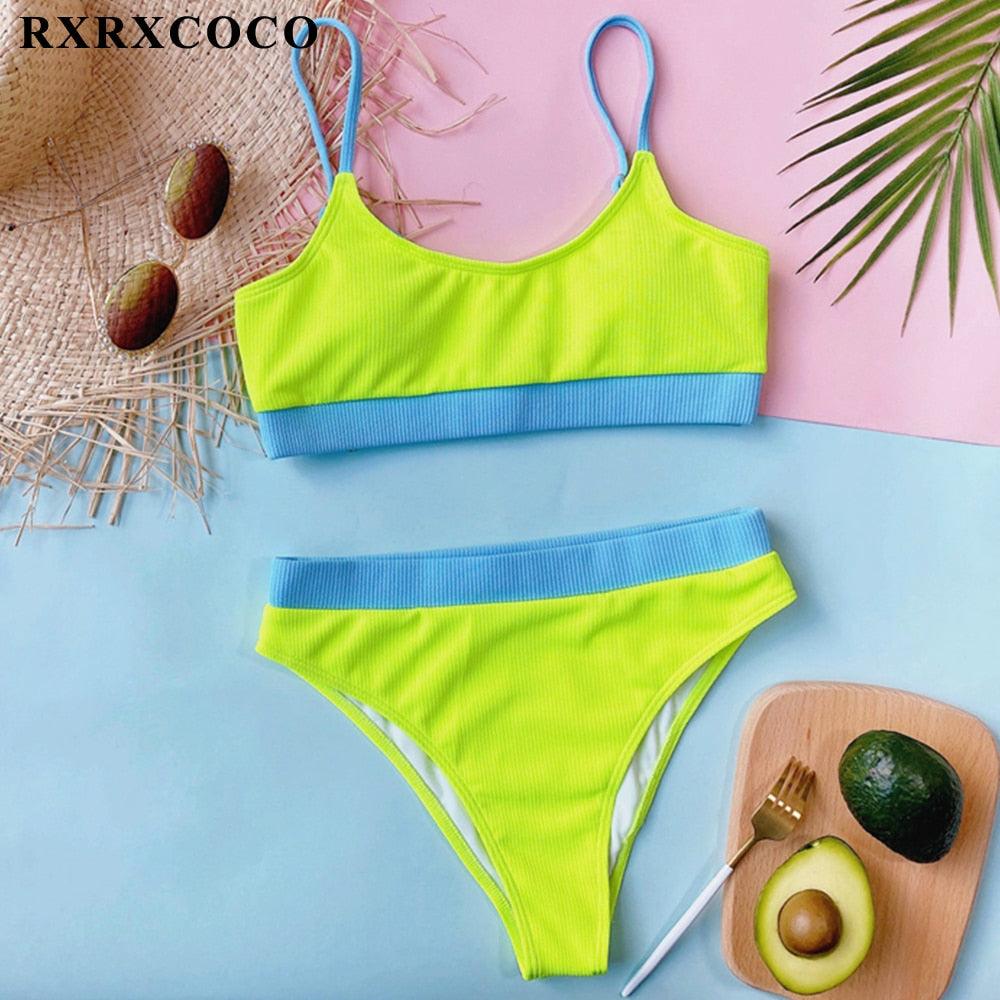 Ribbed High Waist Bikini Set for Women