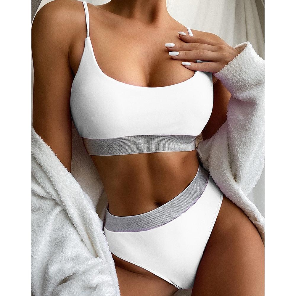 Ribbed High Waist Bikini Set for Women