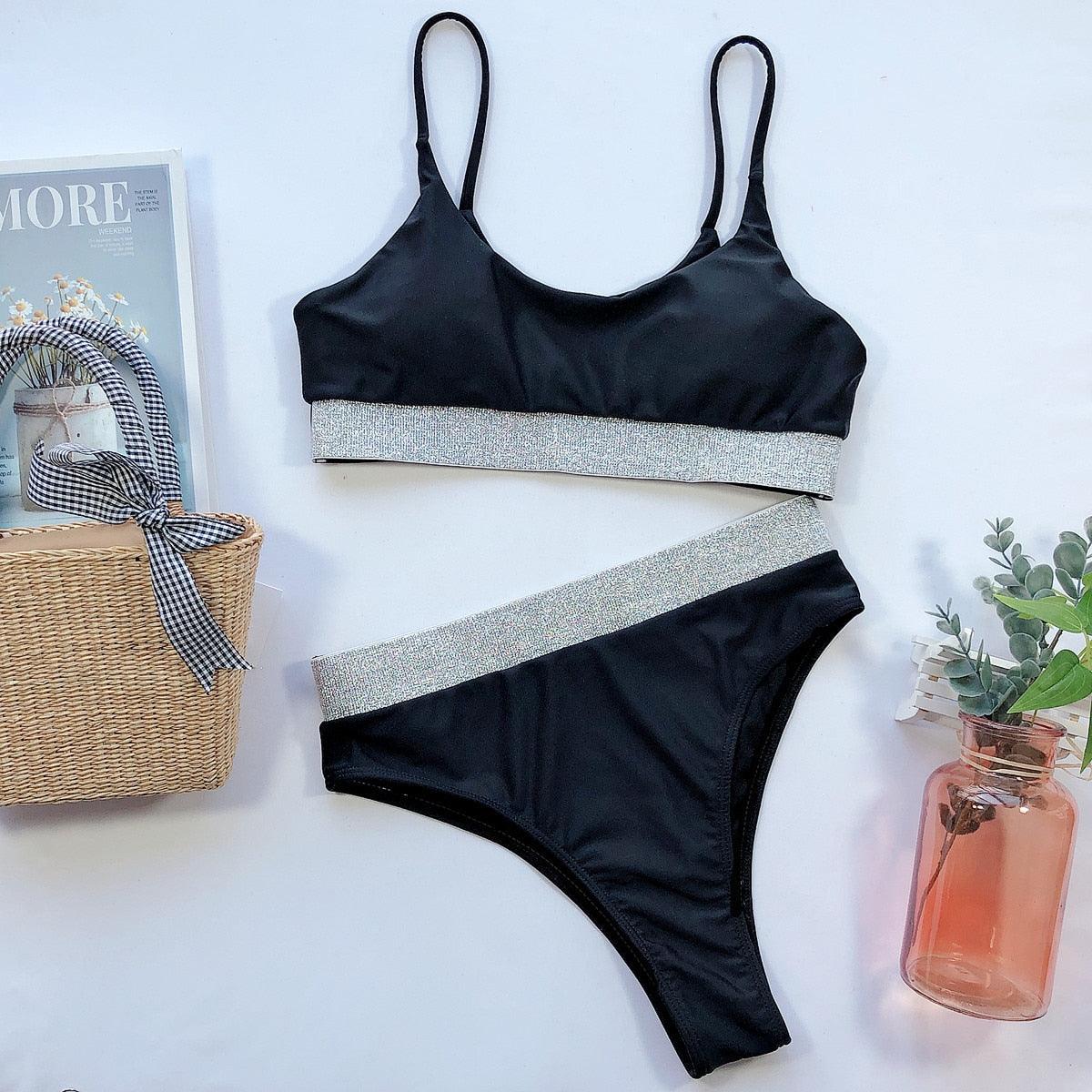 Ribbed High Waist Bikini Set for Women