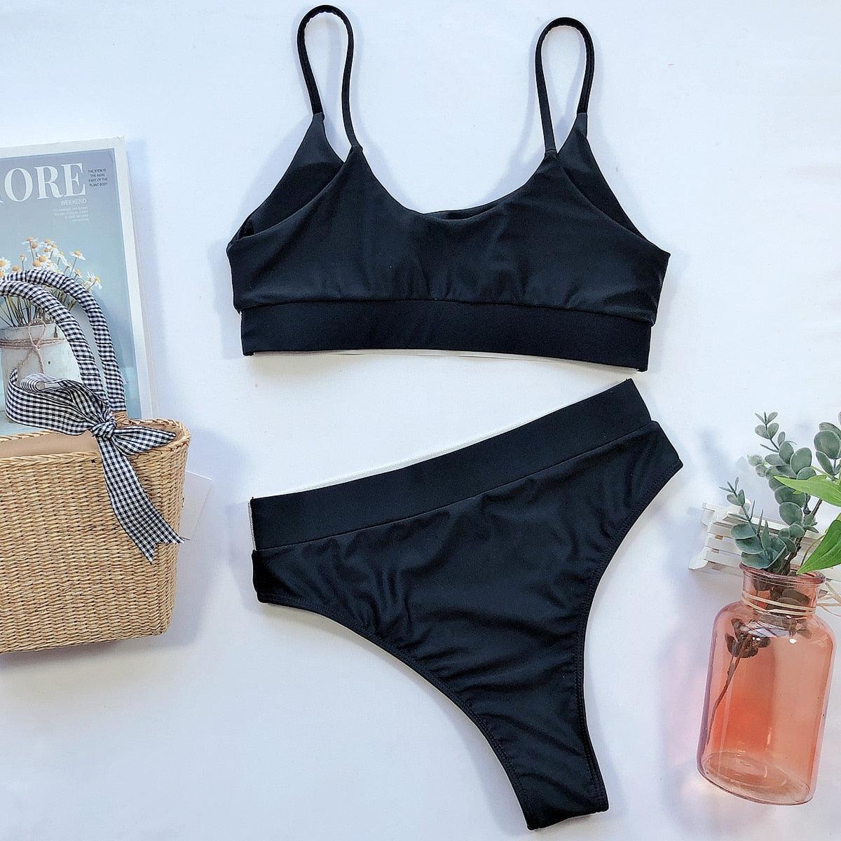Ribbed High Waist Bikini Set for Women