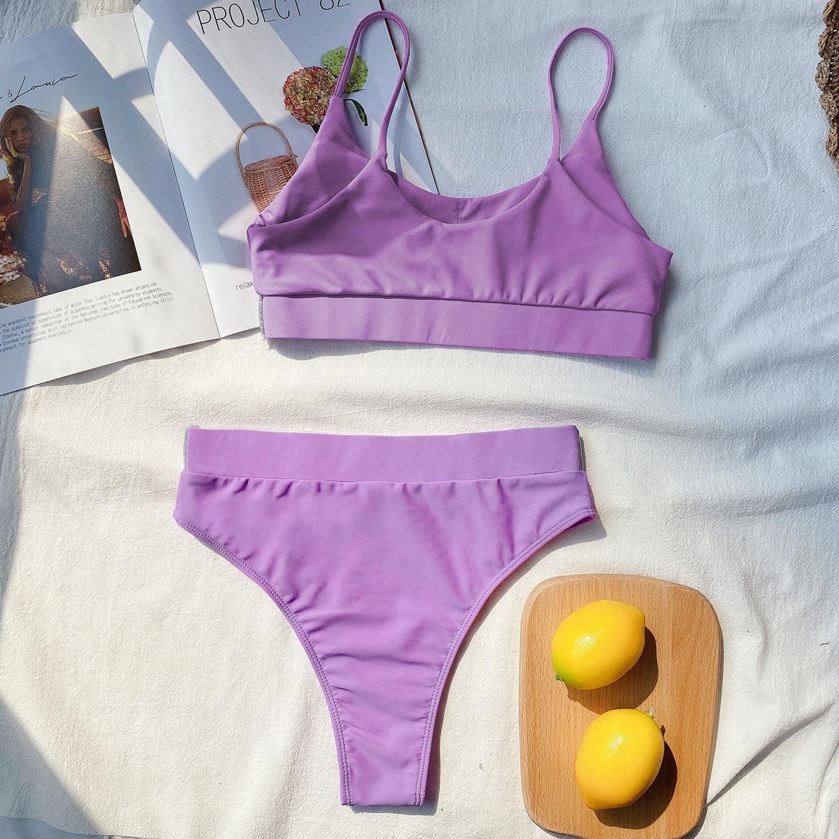 Ribbed High Waist Bikini Set for Women
