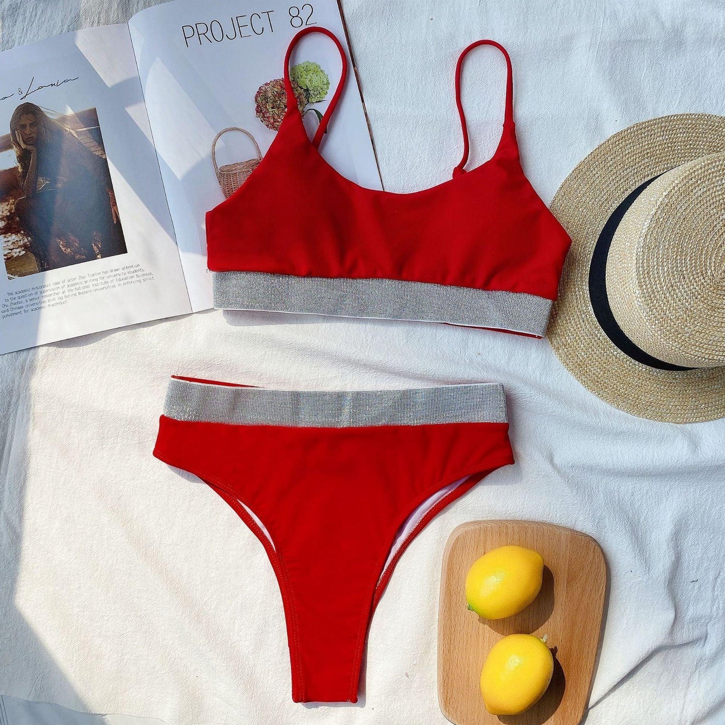 Ribbed High Waist Bikini Set for Women