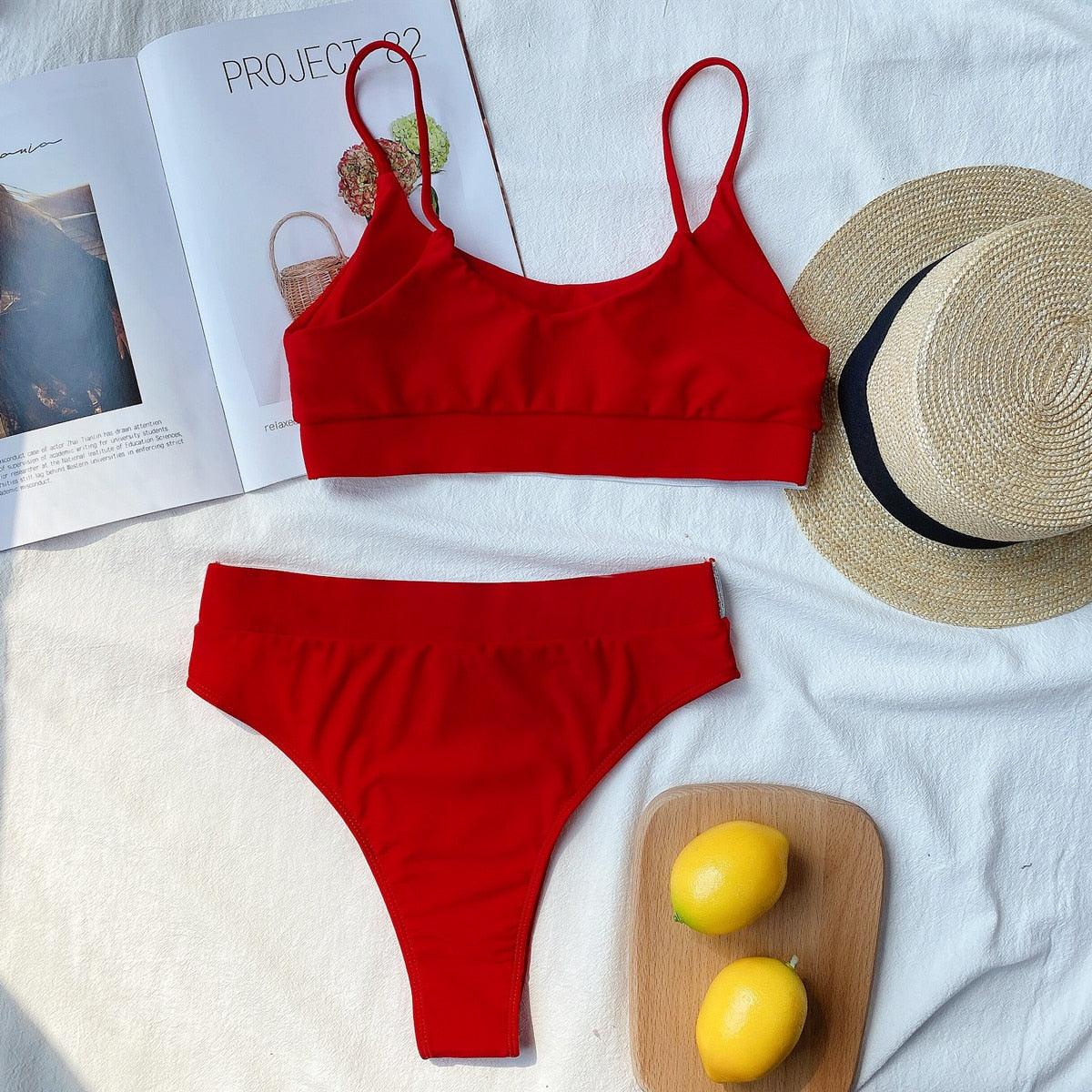 Ribbed High Waist Bikini Set for Women