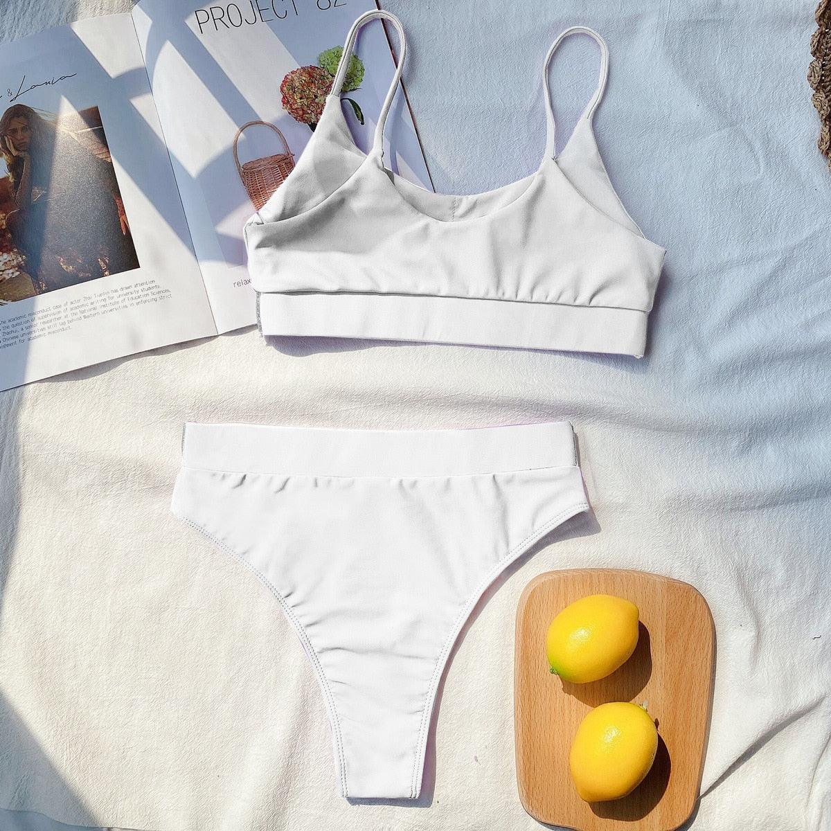 Ribbed High Waist Bikini Set for Women